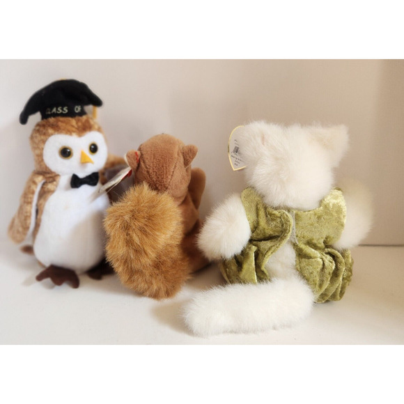 Ty Beanie Baby Babies - All 3 Katrina Bear Wisest Owl Squirrel Nuts - Picture 2 of 6